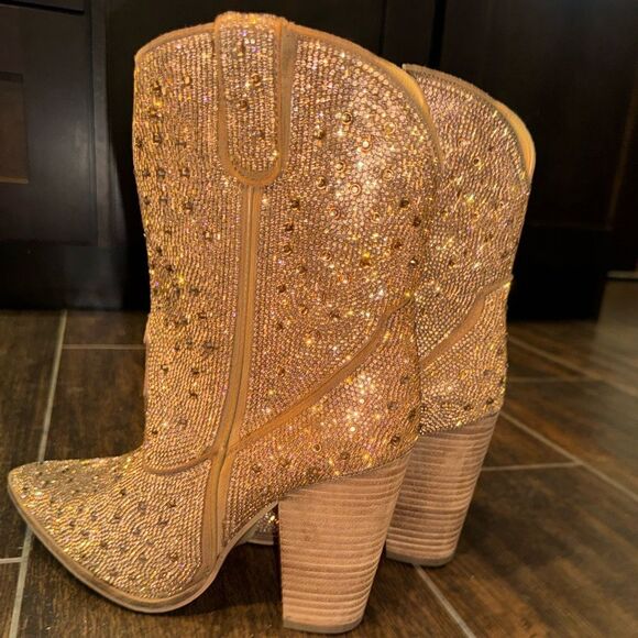 👢💎 NWT Dingo Glam Western Rosegold Rhinestone Cowgirl Boots 💎👢 DI577-RG sz 9.5 - Picture 4 of 7